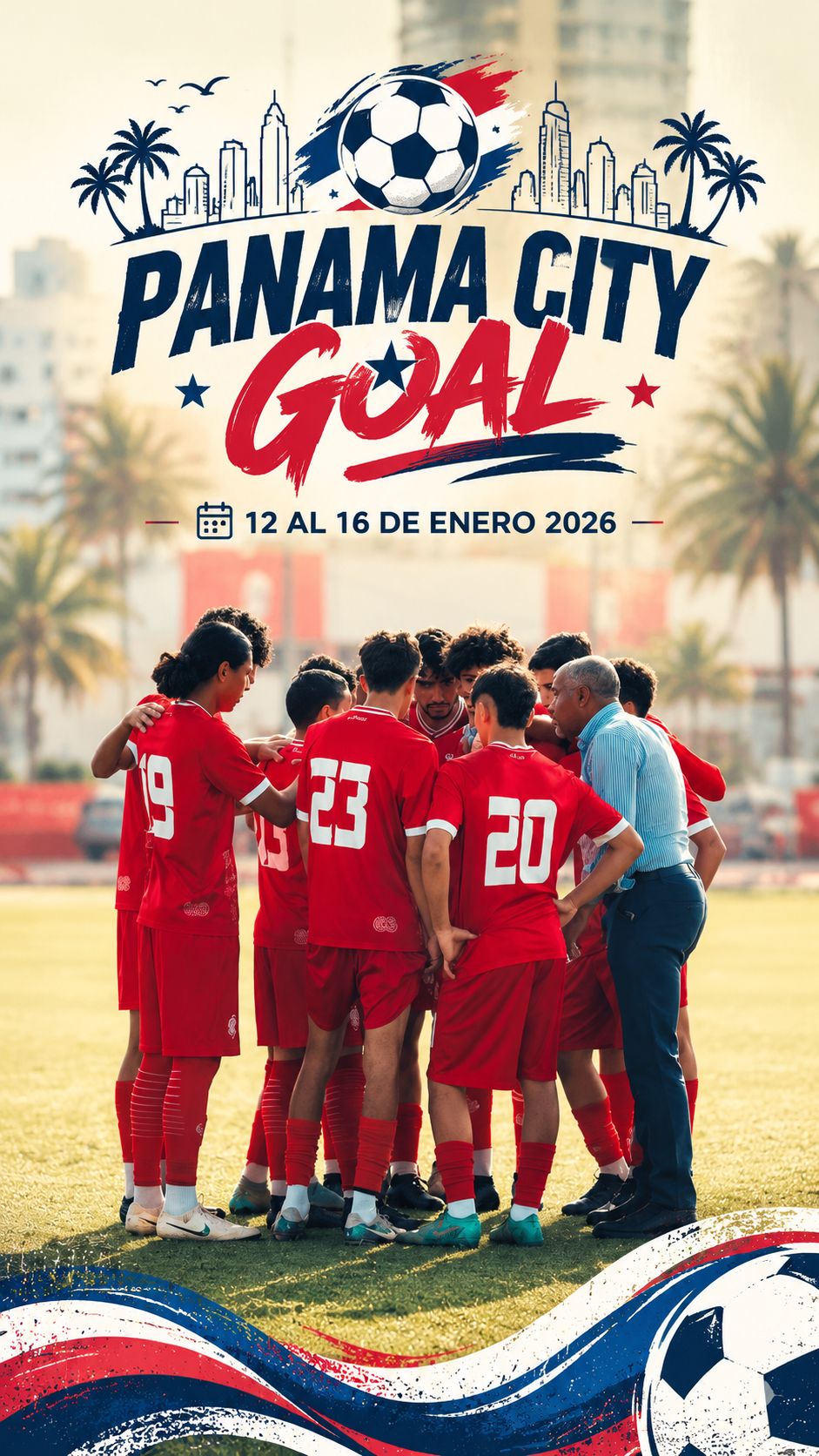 Afiche Panama City Goal, evento internacional de fútbol en Ciudad de Panamá